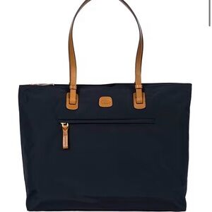 Bric's travel Black Tote x-Bag with Tan leather Handles